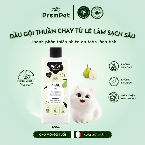  Dầu Gội - PLOUF - Làm Sạch Sâu - cho Mèo - Chai 200ml [VEGAN] 