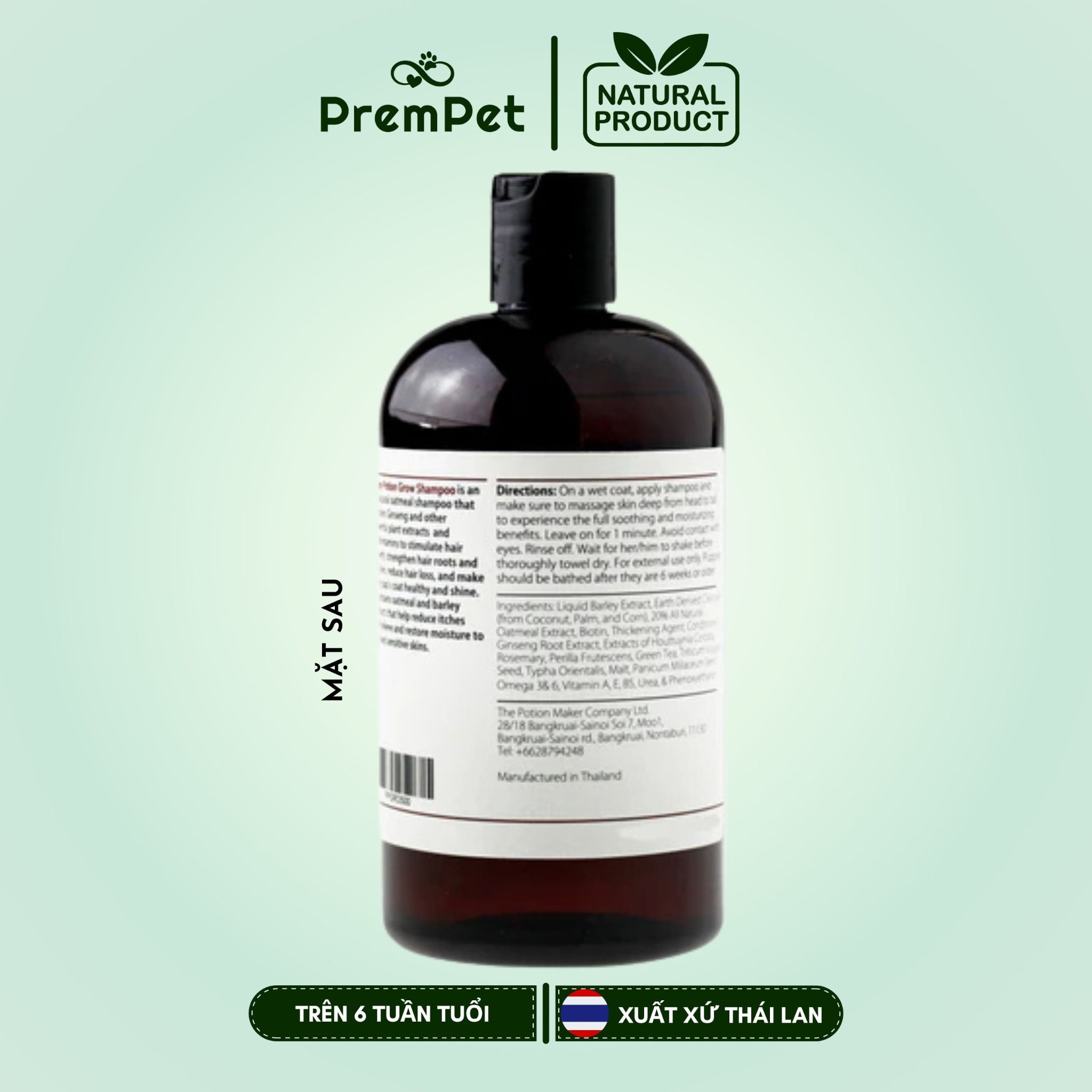  Dầu Gội - PuppyPotion Grow - Hỗ Trợ Kích Thích Mọc Lông & Chăm Sóc Lông Chắc Khoẻ - cho Chó - Chai 500ml [NATURAL] 