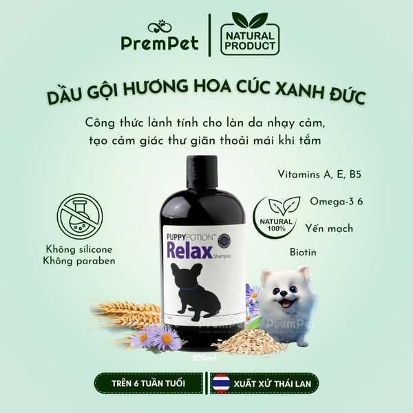  Dầu Gội - PuppyPotion Relax - Hương Hoa Cúc Xanh Đức - Mang Lại Cảm Giác Thư Giãn - cho Chó - Chai 500ml [NATURAL] 