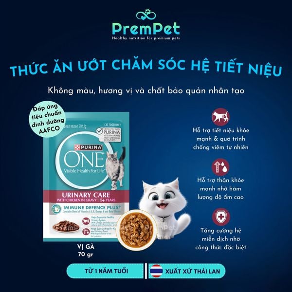  Thức Ăn Ướt - Purina One - Chăm Sóc Hệ Tiết Niệu - Vị Gà - cho Mèo Trưởng Thành - Túi 85g 