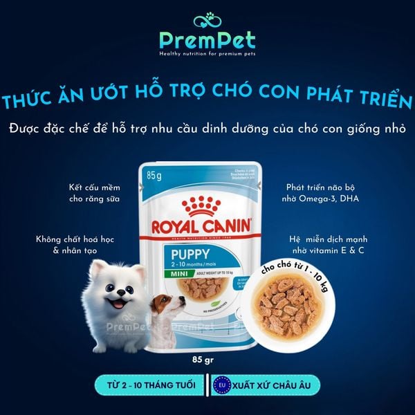  Thức Ăn Ướt - Royal Canin - Hỗ Trợ Phát Triển Khoẻ Mạnh - Vị Gà - cho Chó Con Giống Nhỏ - Túi 85g 