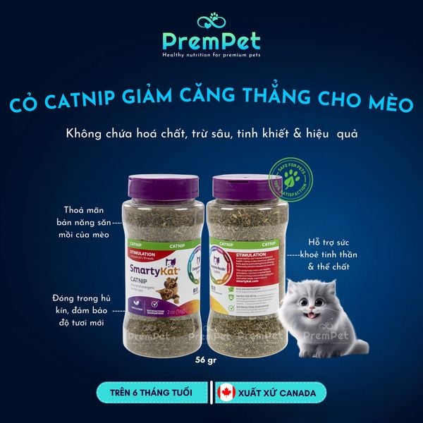  Cỏ Catnip - SmartyKat - Giảm Căng Thẳng cho Mèo - Hủ 56g 