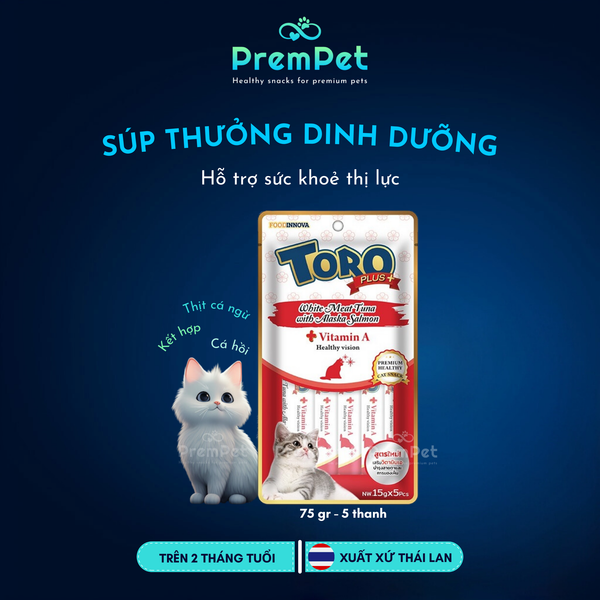  Súp Thưởng - Toro Plus - Hỗ Trợ Sức Khoẻ Mắt - Vị Cá Ngừ & Cá Hồi Alaska - cho Mèo - Thanh/Túi 