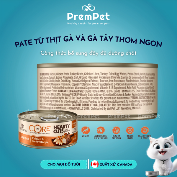  Pate - Wellness CORE - Từ Thịt Gà & Gà Tây - cho Mèo - Hộp 156g 