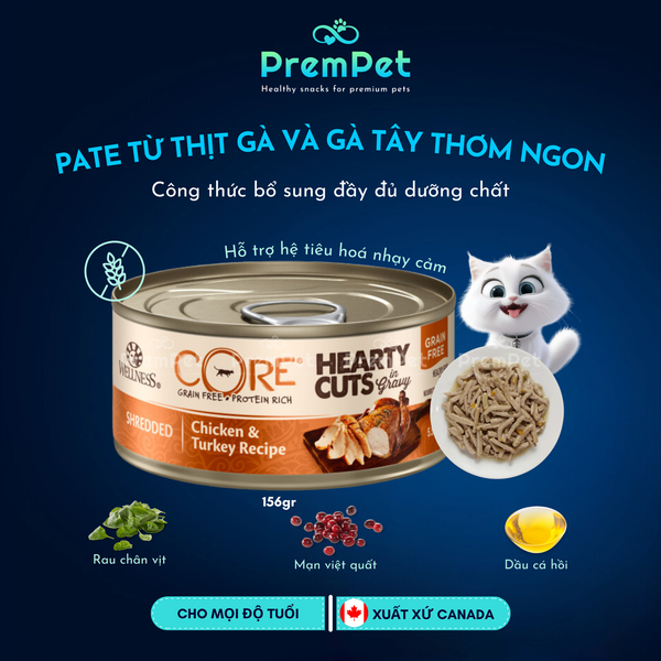  Pate - Wellness CORE - Từ Thịt Gà & Gà Tây - cho Mèo - Hộp 156g 