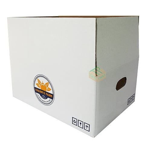  Thùng carton đóng hàng 7 lớp in flexo 50x35x22ccm đục lỗ tay cầm 
