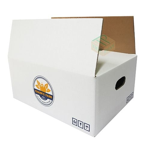  Thùng carton đóng hàng 7 lớp in flexo 50x35x22ccm đục lỗ tay cầm 