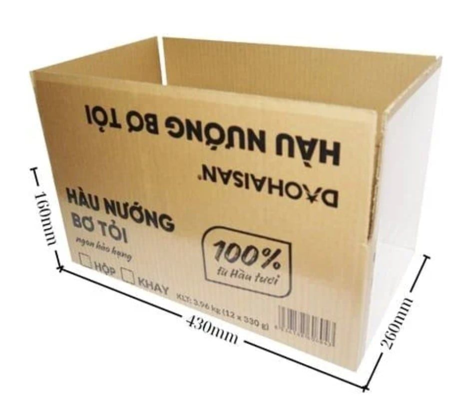  Thùng carton đóng hàng 3 lớp 43x26x16cm in flexo, cán màng ngoài CM2 