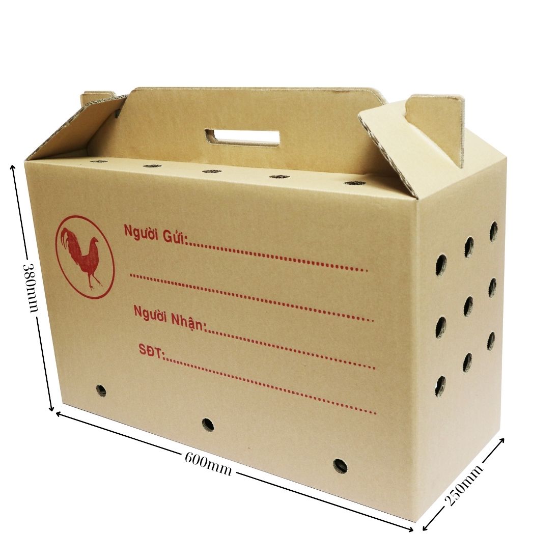  Thùng carton quai xách đựng gà 60x25x38 QX1 