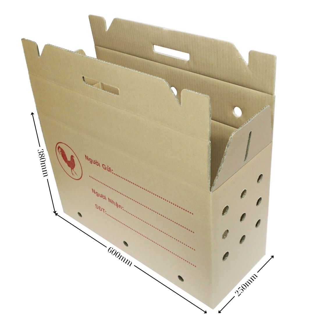  Thùng carton quai xách đựng gà 60x25x38 QX1 
