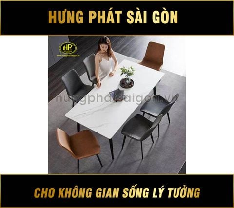 Bộ Bàn Ăn Mặt Đá Trắng 6 Ghế NK-A011