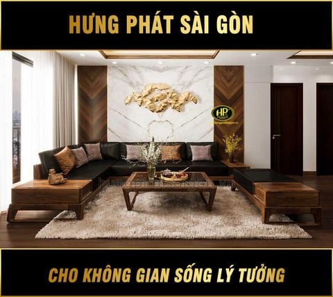Ghế Sofa Gỗ Sồi Góc L Cao Cấp HS-40