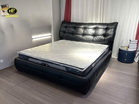 Giường bọc da Hàn quốc khung gỗ tự nhiên cao cấp GD-97