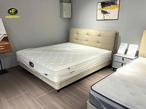 giường bọc da vải cao cấp khung gỗ tự nhiên chịu lực gd-95