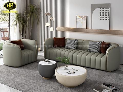 Sofa Băng Da Tay Viền Mạ Vàng H-57