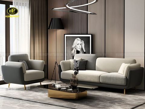 Sofa Băng Vải Nhung Cao Cấp H-262 kèm ghế đôn