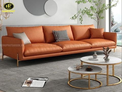 Sofa Da Chân Mạ Vàng Hiện Đại H-97