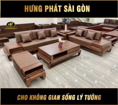 Bộ Sofa Phòng Khách Gỗ Sồi Nhập Khẩu HS-54
