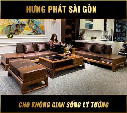 Sofa Gỗ Sồi Nhập Khẩu Hiện Đại HS-43