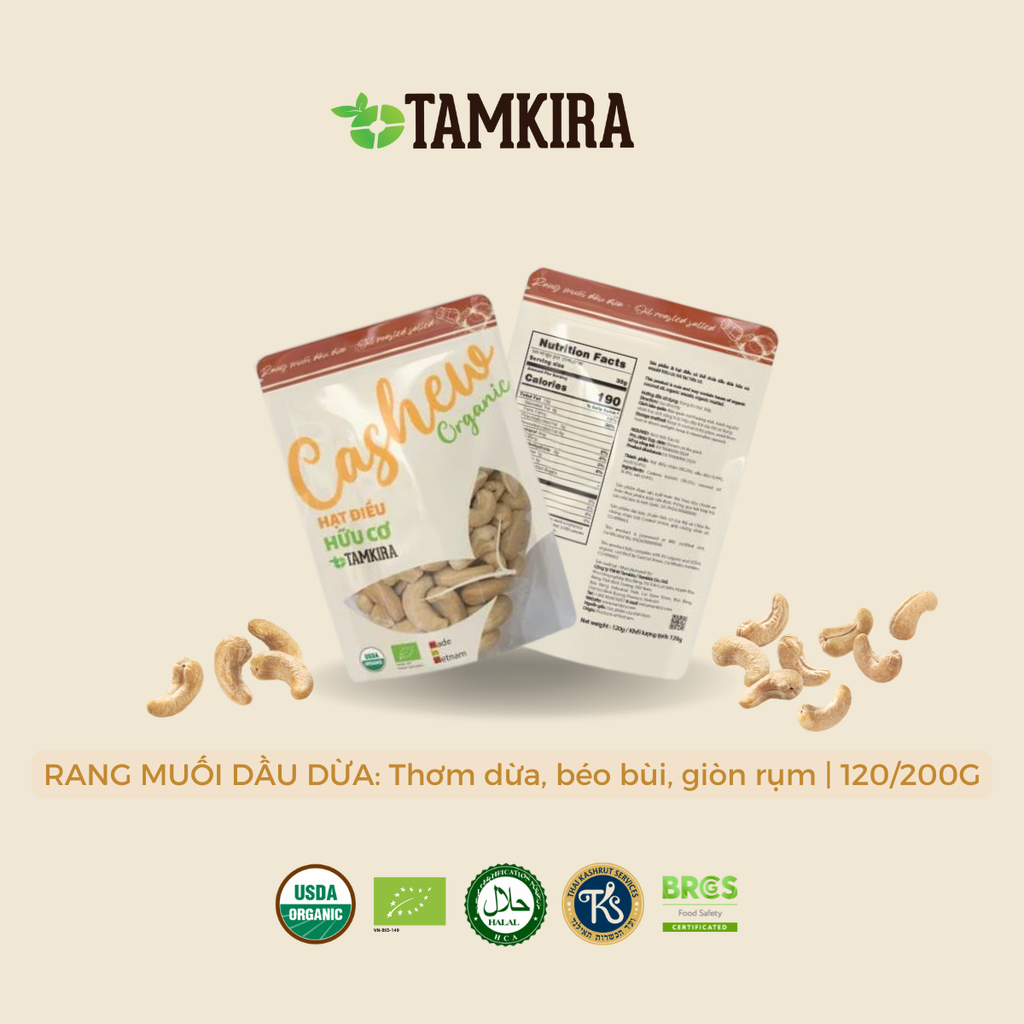 HẠT ĐIỀU HỮU CƠ RANG MUỐI DẦU DỪA
