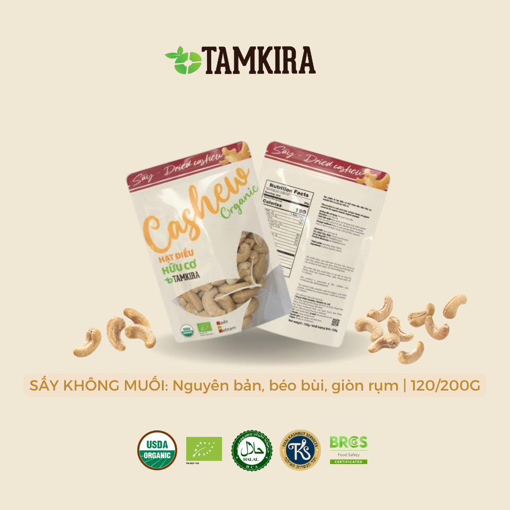 HẠT ĐIỀU HỮU CƠ SẤY KHÔNG MUỐI
