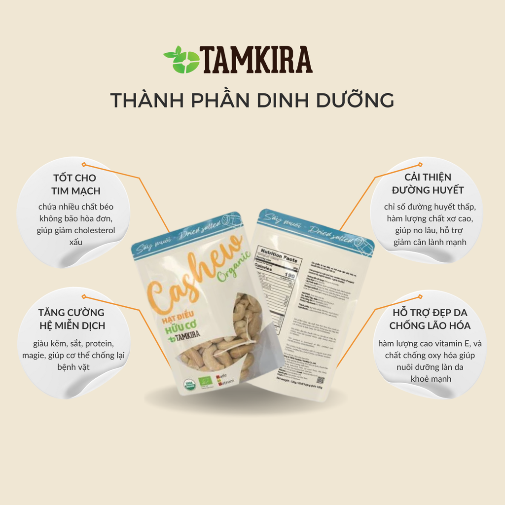 HẠT ĐIỀU HỮU CƠ SẤY MUỐI