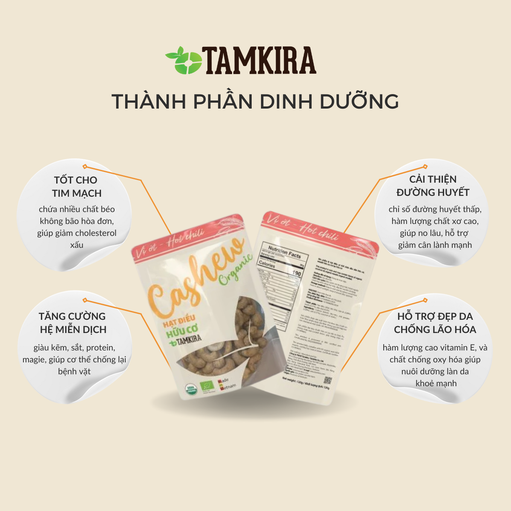 HẠT ĐIỀU HỮU CƠ VỊ MUỐI ỚT