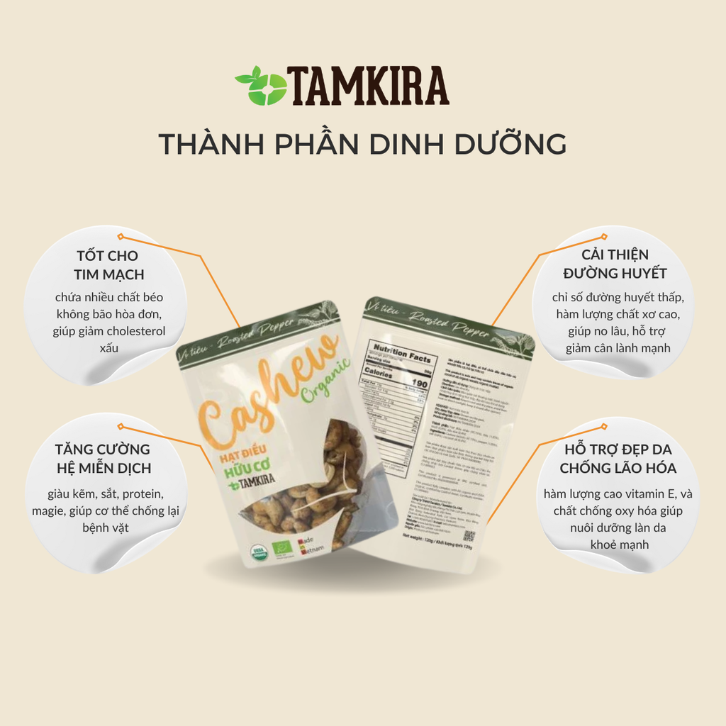 HẠT ĐIỀU HỮU CƠ VỊ MUỐI TIÊU