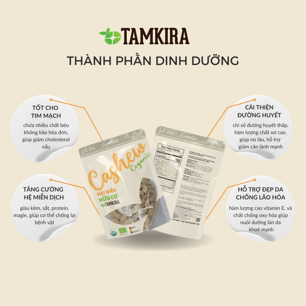 HẠT ĐIỀU HỮU CƠ VỊ TỎI