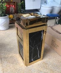 Thùng rác inox ốp đá hoa cương B-007