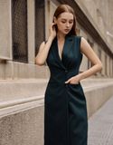  Đầm Vest Sleeveless Xanh lá 