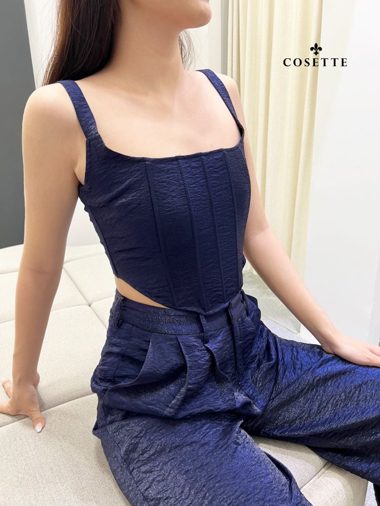  Áo 2 dây gọng sườn xanh đen 