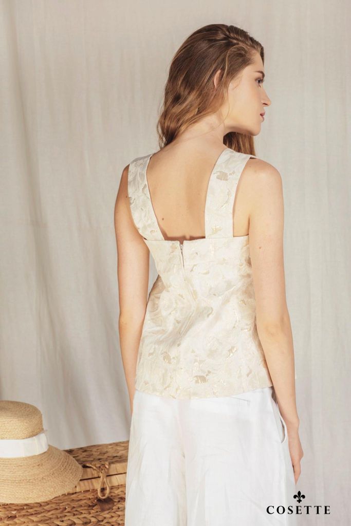  Áo 2 dây kim tuyến vàng 