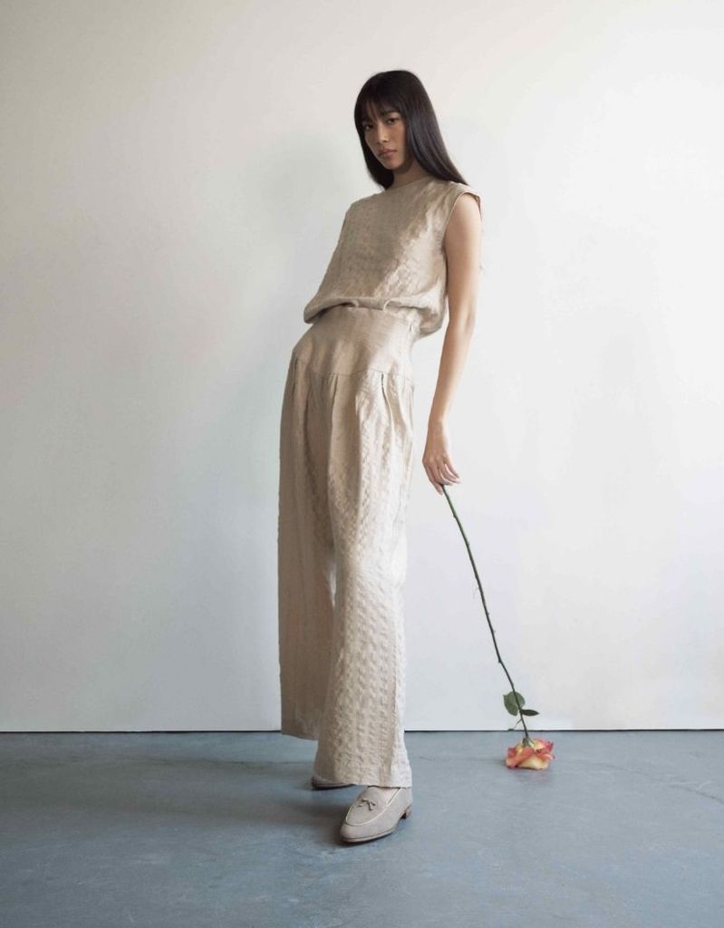  Quần tây lưng liền kem 