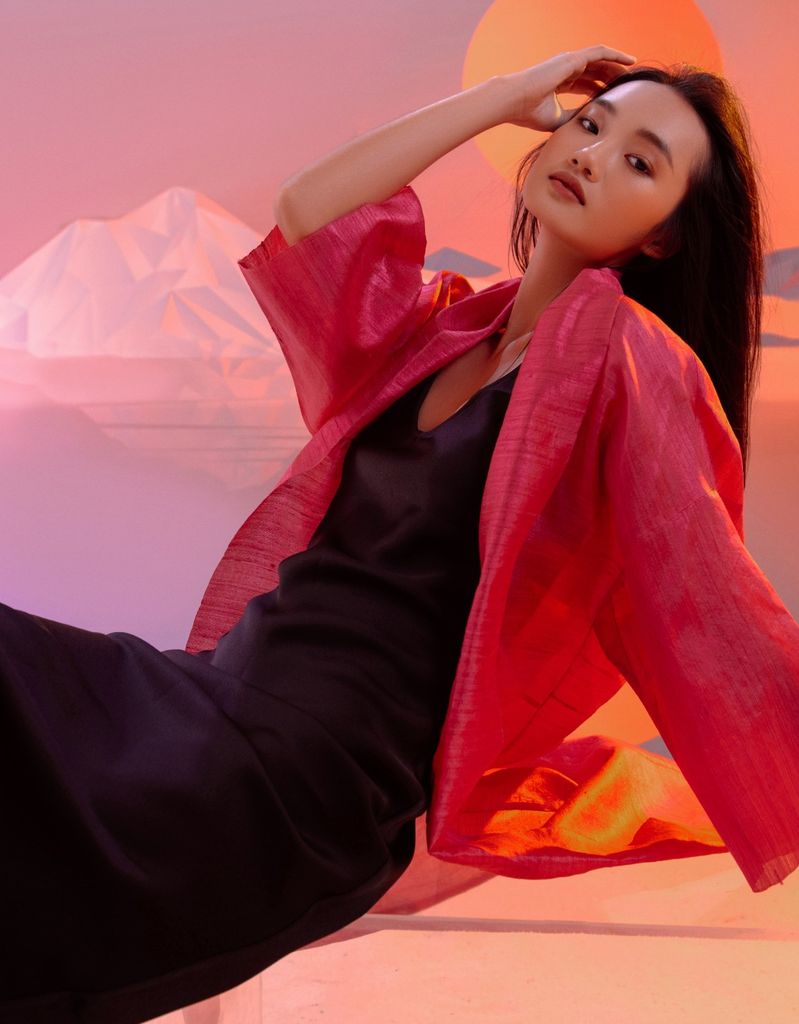  Áo kimono hồng sen 