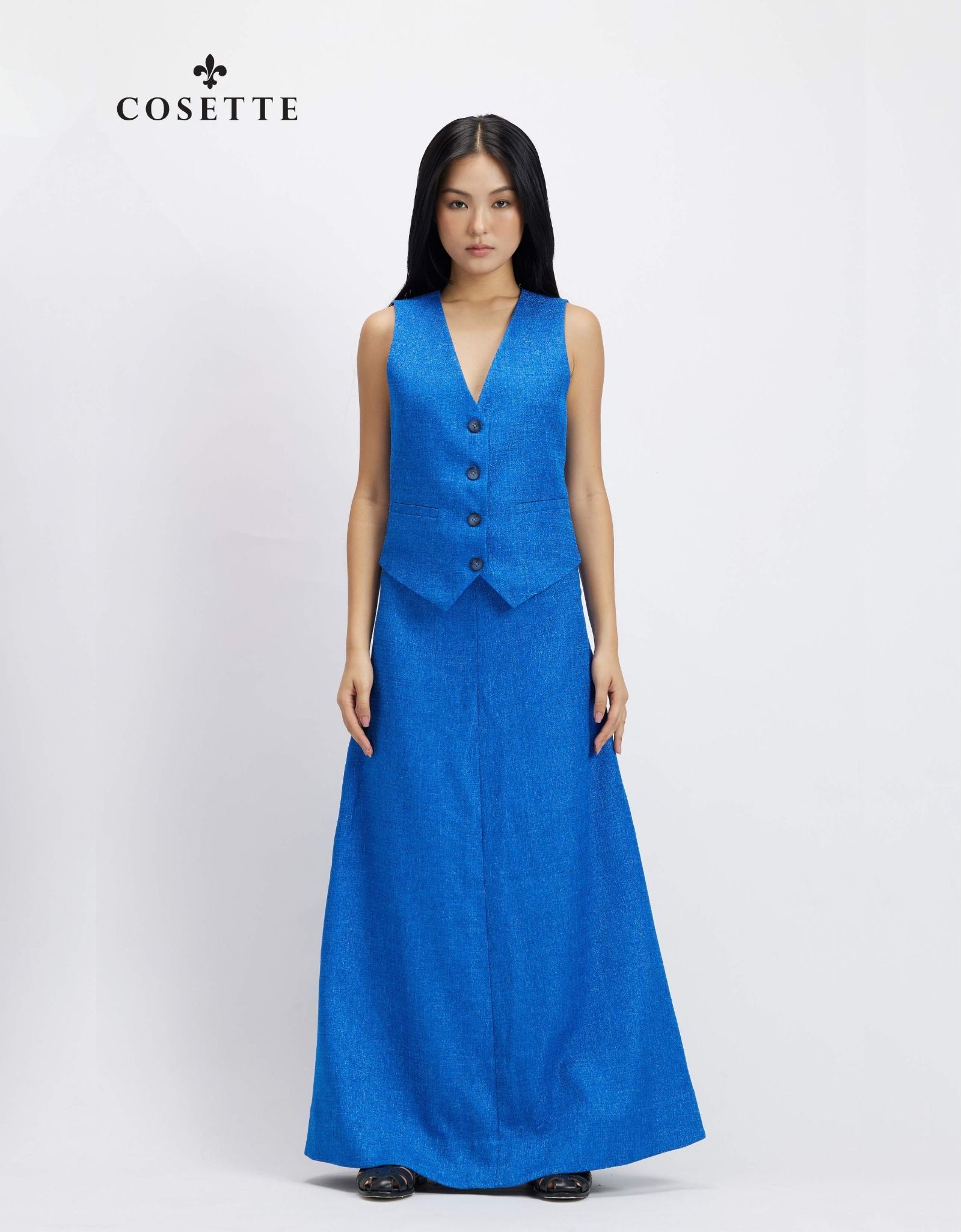  Đầm Lily Mixxx form A xanh cobalt 