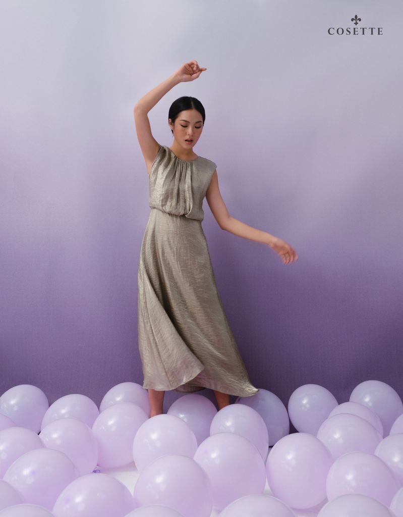  Đầm Simla xanh mạ 