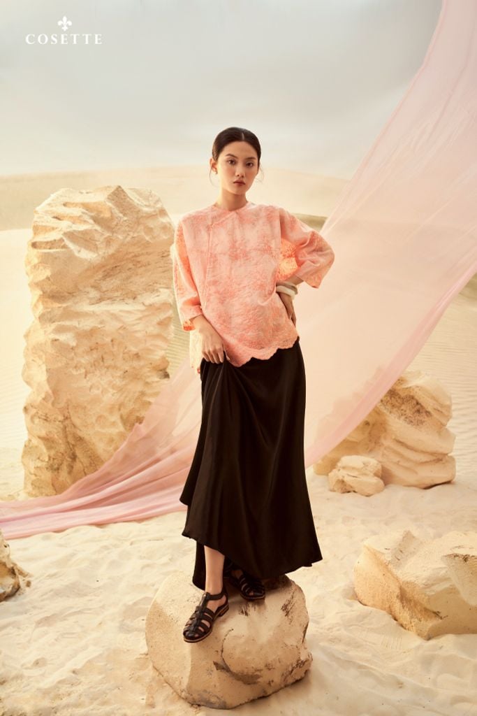  Chân váy vải xéo lụa đen 