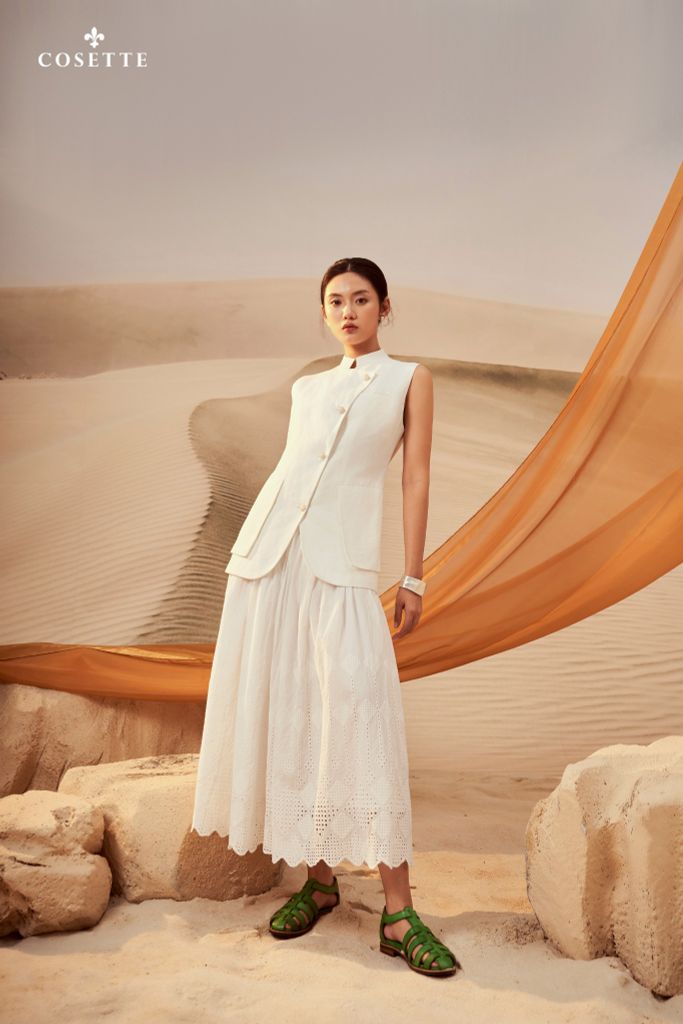  Chân váy Silkroad Flourless Trắng 