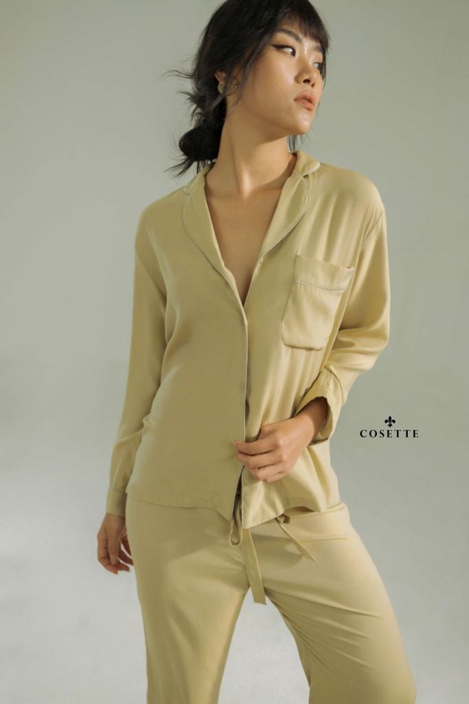  Set bộ áo pyjama vàng đồng 
