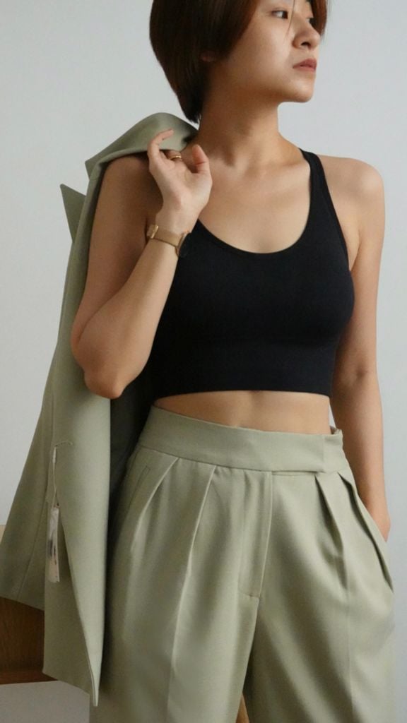  Quần tây túi mổ xanh cốm 