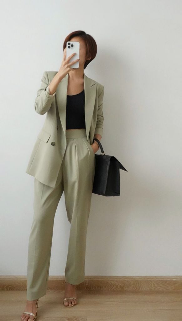  Quần tây túi mổ xanh cốm 