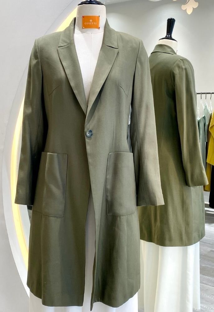  Áo măng tô xanh rêu 