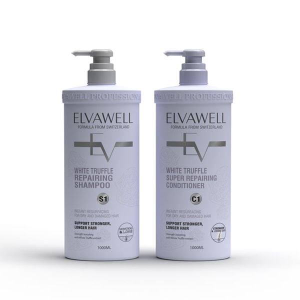  (1000ml) Cặp dầu gội phục hồi hư tổn siêu suôn mượt Elvawell 