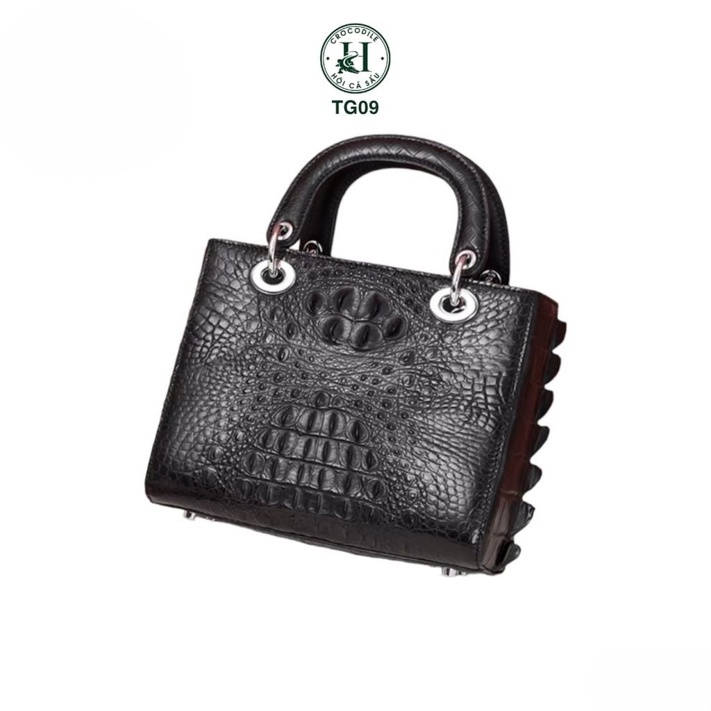 TG09 – Túi Dio da gù cá sấu thật màu đen | Thanh lịch – Cá tính – Vượt thời gian