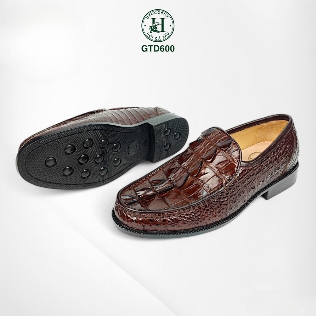 Giày lười đế cao da đuôi cá sấu thật 100% - GTD600, thủ công tinh xảo, khẳng định đẳng cấp quý ông