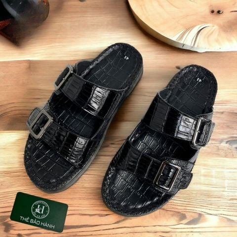 DTB05 – Dép quai ngang da bụng cá sấu | Đế cao – Êm chân – Lịch lãm mỗi bước đi