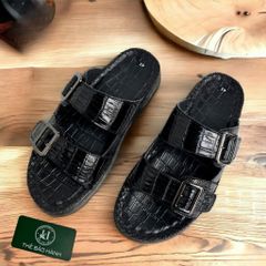 DTB05 – Dép quai ngang da bụng cá sấu | Đế cao – Êm chân – Lịch lãm mỗi bước đi