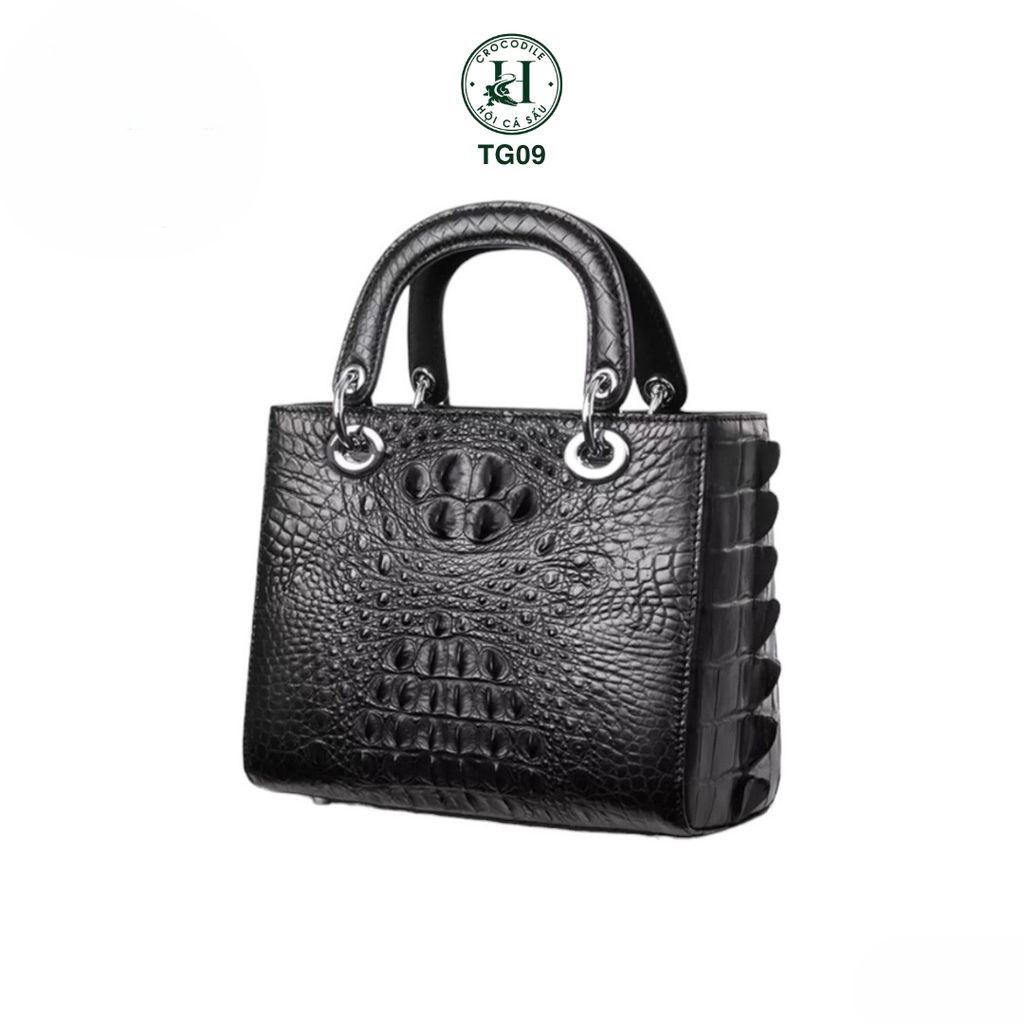 TG09 – Túi Dio da gù cá sấu thật màu đen | Thanh lịch – Cá tính – Vượt thời gian