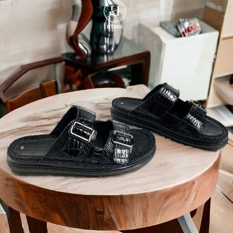 DTB05 – Dép quai ngang da bụng cá sấu | Đế cao – Êm chân – Lịch lãm mỗi bước đi